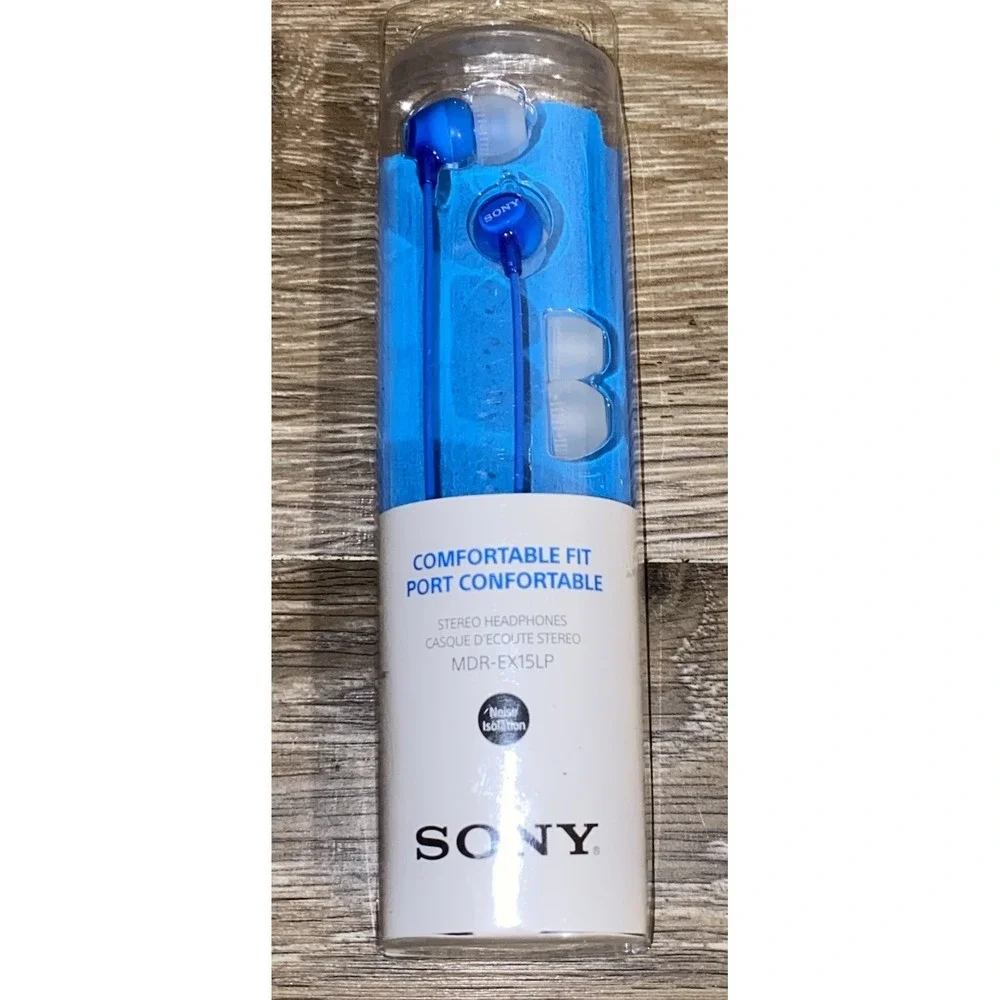 Sony Comfortable Fit Stereo Headphones. Noise Isolation. MDR-EX15LP  Blue